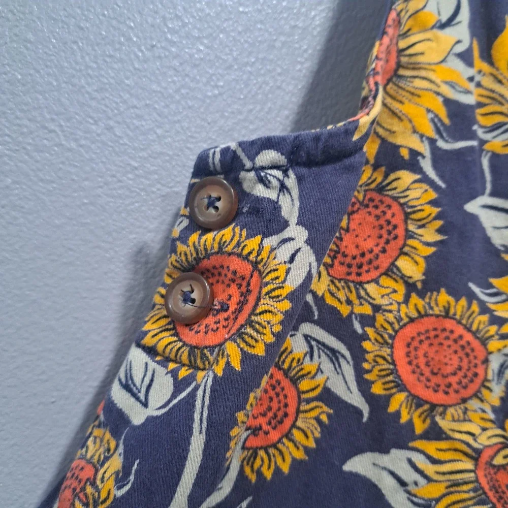 Cynthia Rowley Kids Sunflower‎ Pinafore Jumper Dress Navy Blue Floral Size 7